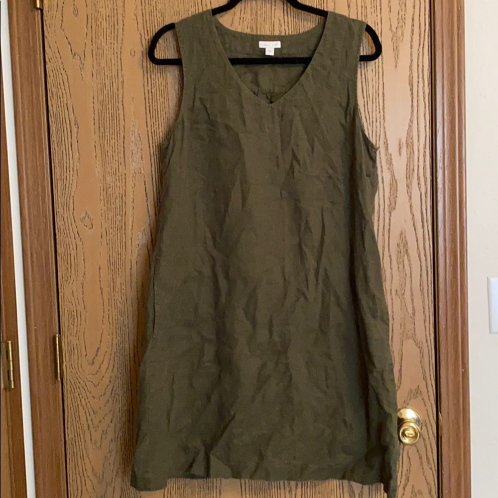 Army Green Linen Dress